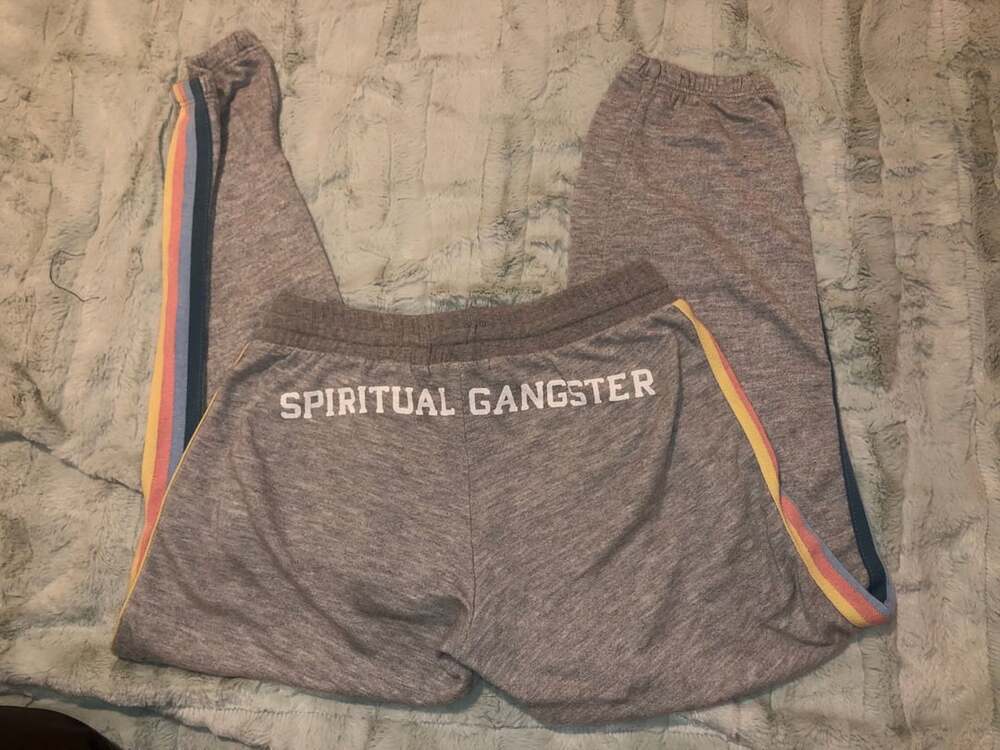 Spiritual Gangster Sweatpants Size Medium Grey Stripe